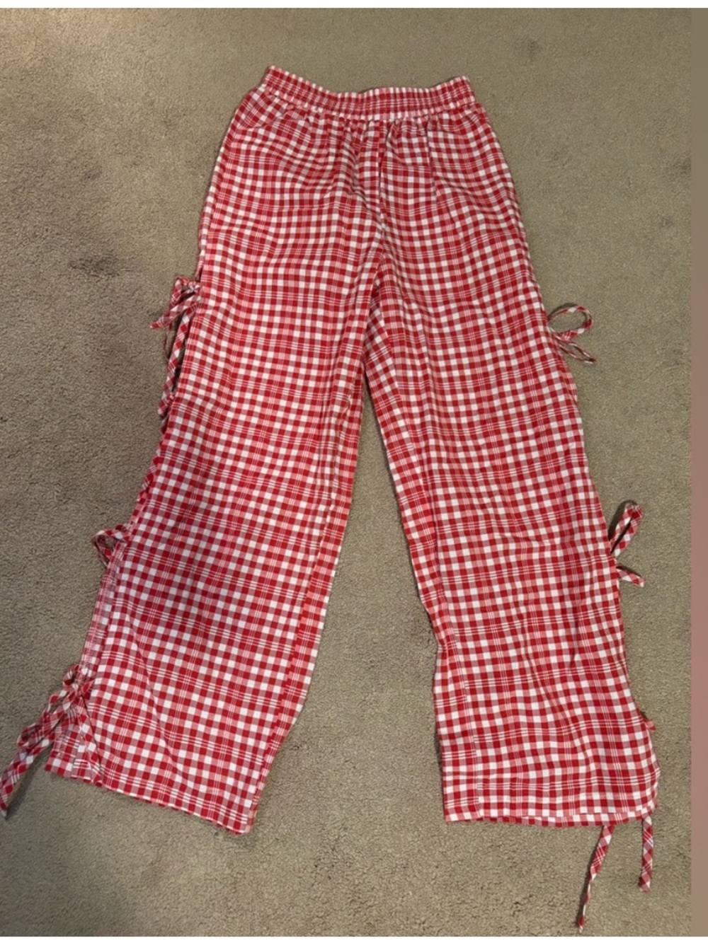 3 for $14 SHEIN Red and White Gingham Pants size xs